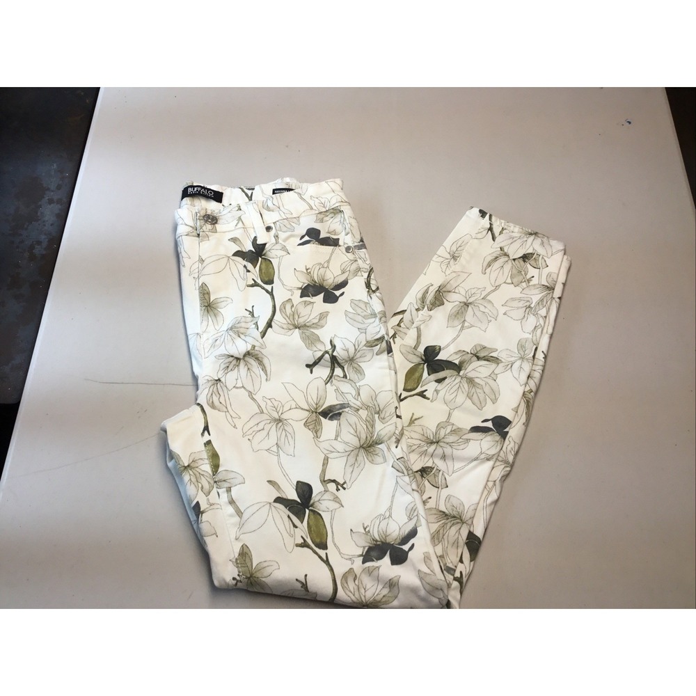 Buffalo David Bitton Havana Pants Womens 8/29 High Rise Skinny White Floral Y2K